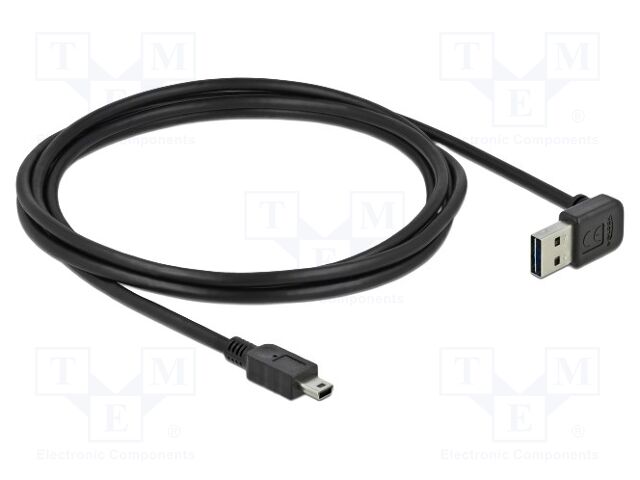Cable; USB 2.0; gold-plated; 2m; black; 24AWG,28AWG; 480Mbps