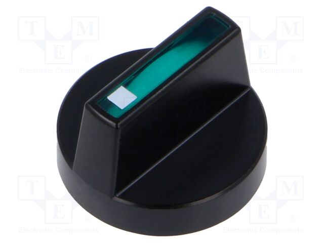 Knob; Actuator colour: green; plastic; Ø18mm; Body: black