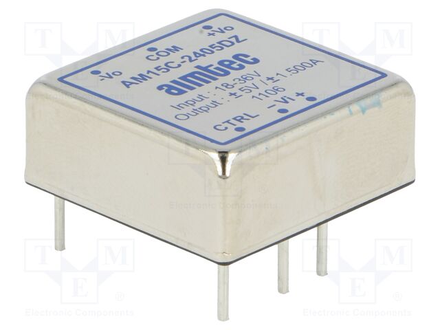 Converter: DC/DC; 15W; Uin: 18÷36VDC; Uout: 5VDC; Uout2: -5VDC; 1"x1"