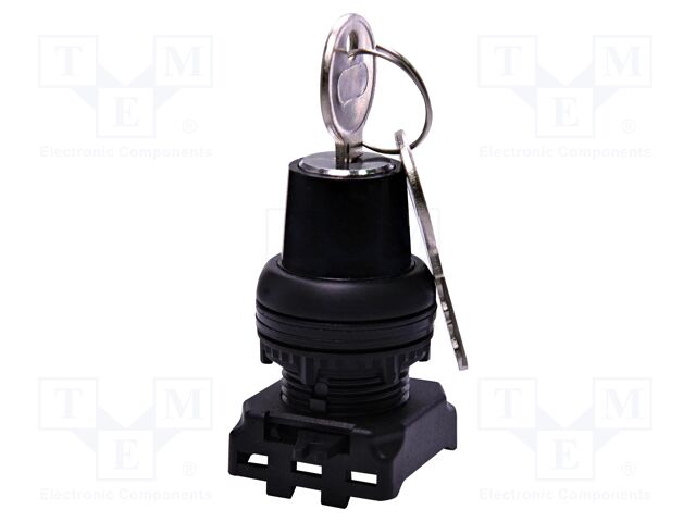 Switch: rotary with key; 22mm; black; IP65; E; Pos: 3; Ø22.5mm