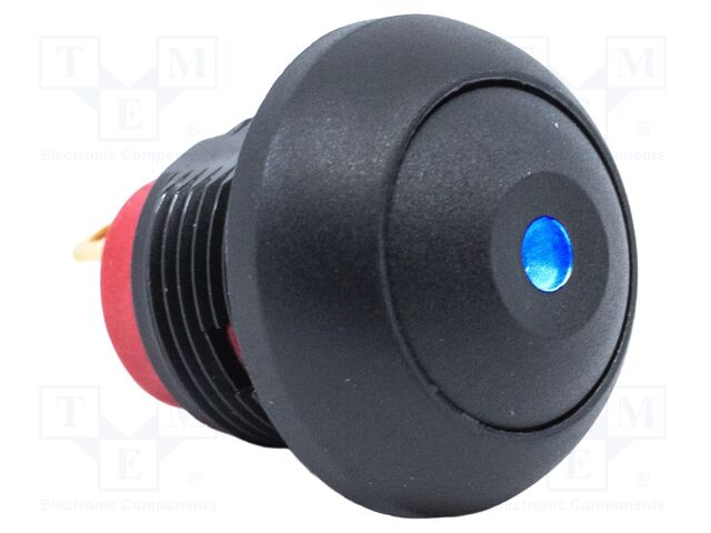 Switch: push-button; Pos: 2; SPST; 0.1A/50VDC; 0.125A/125VAC; black