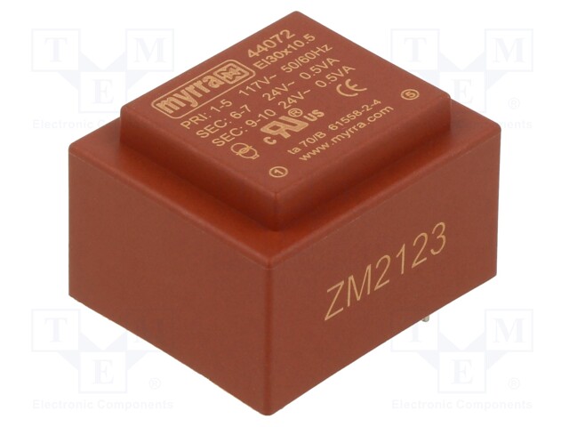 Transformer: encapsulated; 1VA; 117VAC; 24V; 24V; 21mA; 21mA