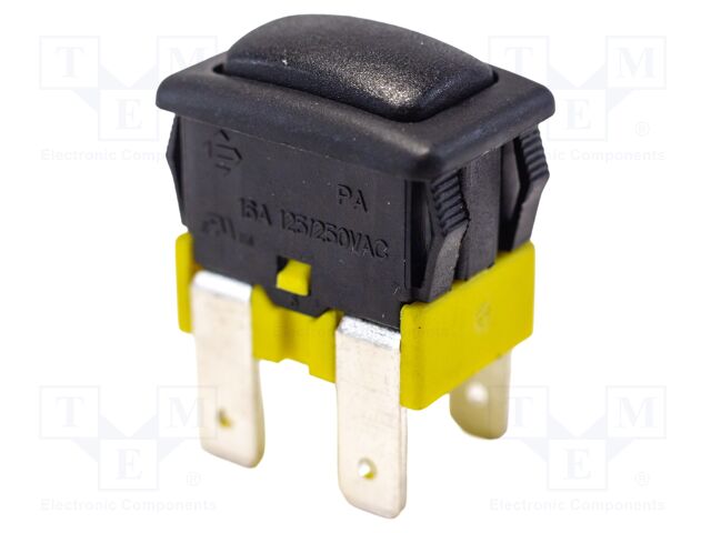 Switch: push-button; Pos: 2; DPST; 16A/250VAC; black; on panel; PA4