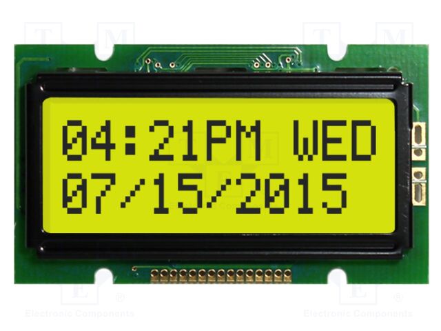 Display: LCD; 12x2; yellow-green; 55.7x32mm; LED; 5V