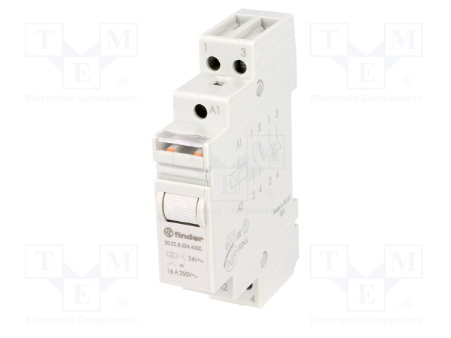 Relay: installation; bistable; NO x2; 24VAC; Mounting: DIN; 16A