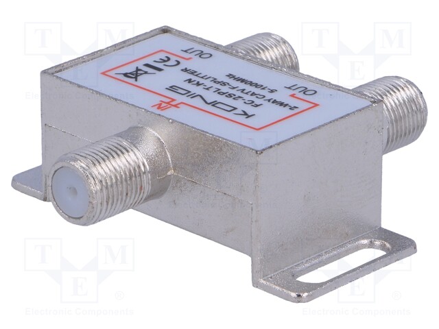 Splitter; screw; 1000MHz; Input: F female; Output: F female x2