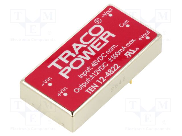 Converter: DC/DC; 12W; Uin: 18÷75V; Uout: 12VDC; Uout2: -12VDC; 2"x1"