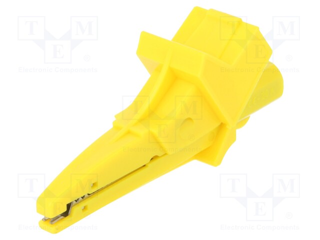 Crocodile clip; 12A; 600VDC; yellow; Grip capac: max.20mm