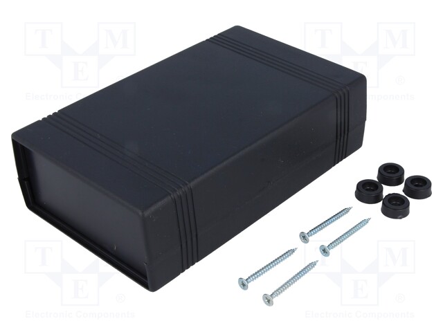 Enclosure: with panel; X: 92mm; Y: 147mm; Z: 43mm; ABS; black