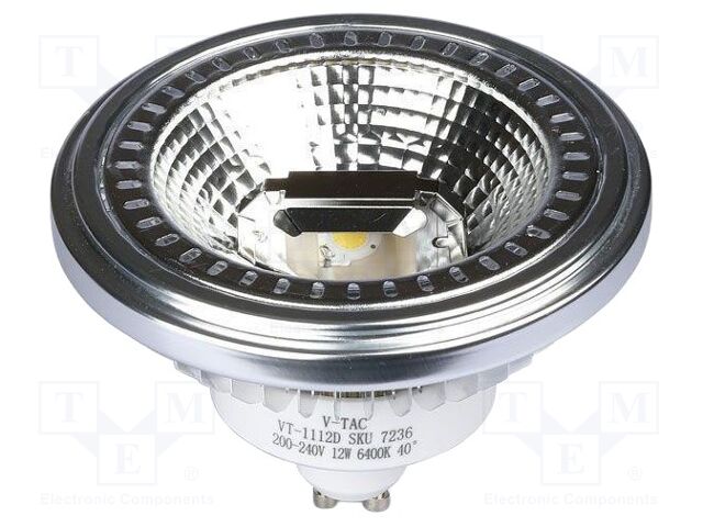 LED lamp; white warm; GU10; 200÷240VAC; 1031lm; P: 12W; 40°; 3000K