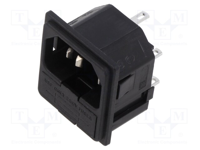 Connector: AC supply; socket; male; 10A; 250VAC; IEC 60320; C14 (E)