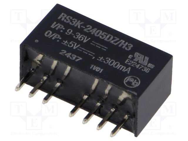 Converter: DC/DC; 3W; Uin: 9÷36V; Uout: 5VDC; Uout2: -5VDC; SIP8