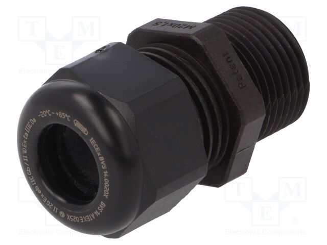 Cable gland; with long thread; M20; 1.5; IP68; polyamide; black