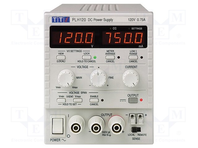 Power supply: laboratory; Channels: 1; 0÷120VDC; 0÷0.75A