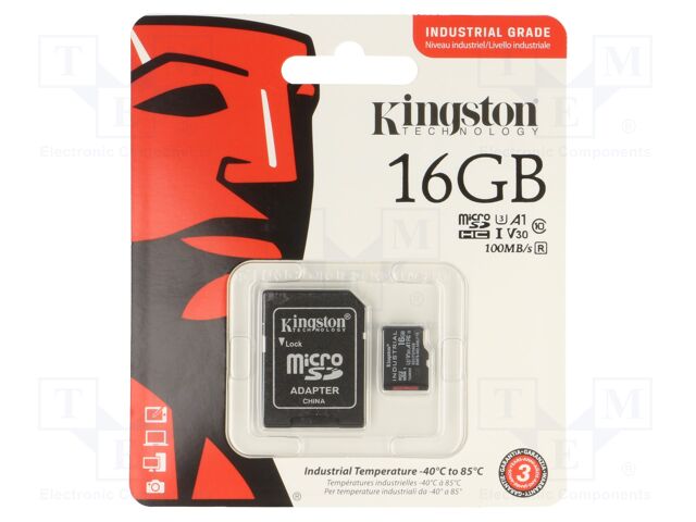 Memory card; industrial; microSDHC,microSDXC; R: 100MB/s; 16GB
