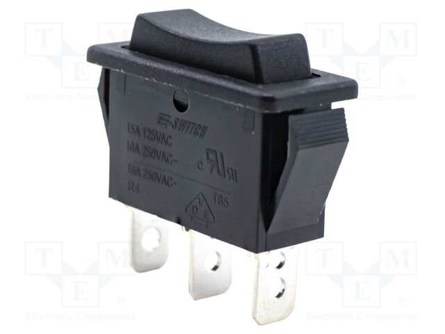 ROCKER; SP3T; Pos: 3; (ON)-OFF-(ON); 10A/250VAC; black; none; R4