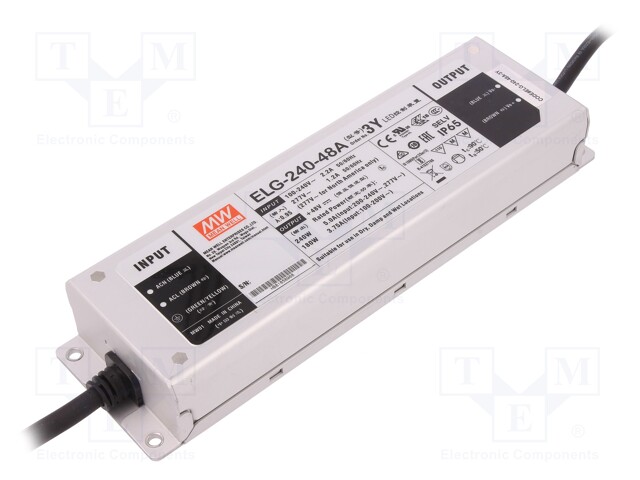 Power supply: switched-mode; LED; 240W; 48VDC; 44.8÷51.2VDC; IP65