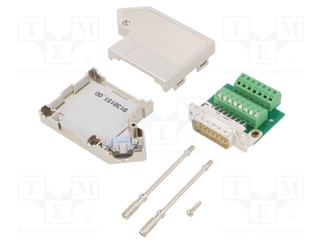 D-Sub; PIN: 15; plug; male; Locking: threaded joint; angled; 50V