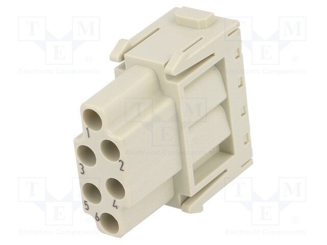 Connector: HAN; module; female; Han Modular E; PIN: 6; w/o contacts