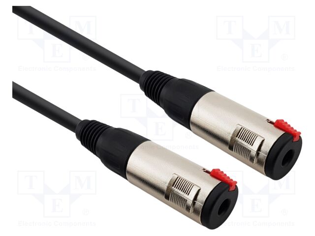 Cable; Jack 6,3mm socket,both sides; 3m; black; Øcable: 6mm; PVC