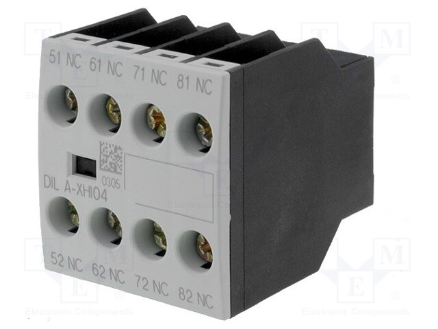 Auxiliary contacts; Leads: screw terminals; Mounting: front