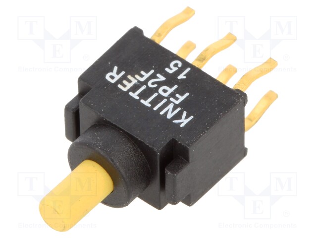 Switch: push-button; Pos: 2; DPDT; 0.4A/28VDC; ON-(ON); Body: black