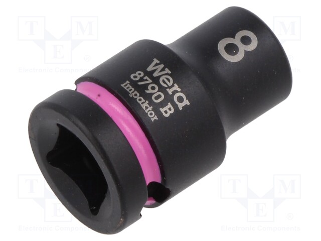 Socket; 6-angles,socket spanner,impact; HEX 8mm; 3/8"; 30mm