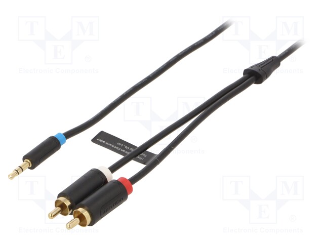 Cable; Jack 3.5mm plug,RCA plug x2; 10m; Plating: gold-plated