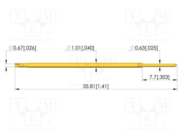 Test needle; Spring compression: 4.3mm; 6.35mm; 3A; steel; chisel