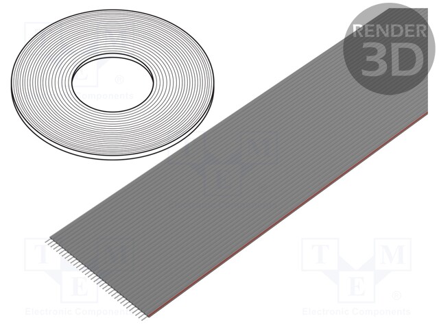 Wire: ribbon; 1.27mm; stranded; Cu; 34x28AWG; unshielded; PVC; grey