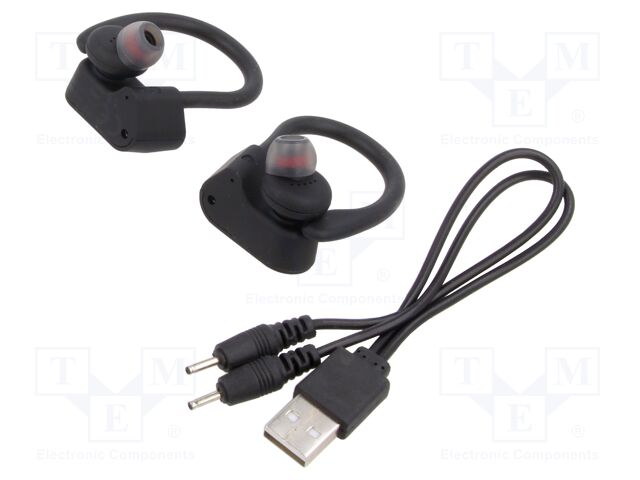 Wireless headphones with microphone; black; Features: with LED