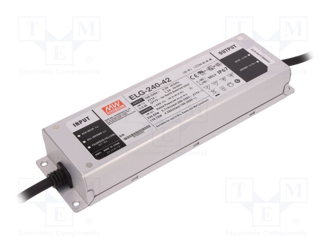 Power supply: switched-mode; LED; 239.82W; 42VDC; 5.71A; IP67