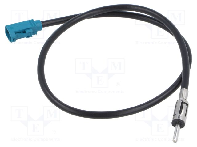 Cable; 0.5m; DIN plug,Fakra socket; black; straight