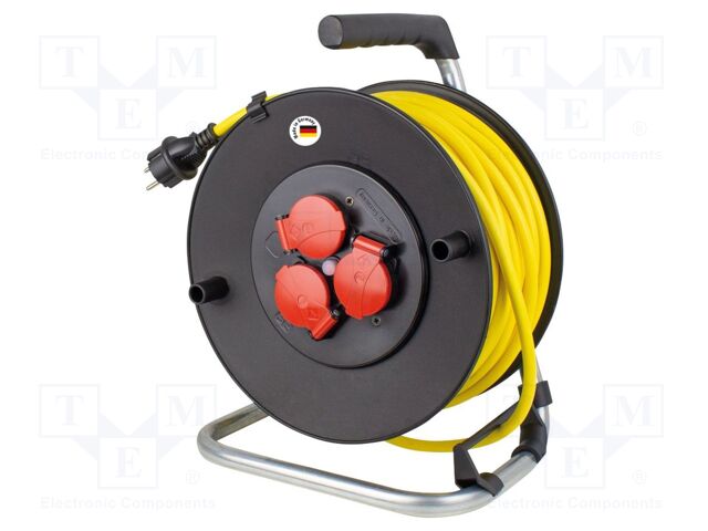 Extension lead; 3G1.5mm2; Sockets: 3; PVC; yellow; 40m; 16A