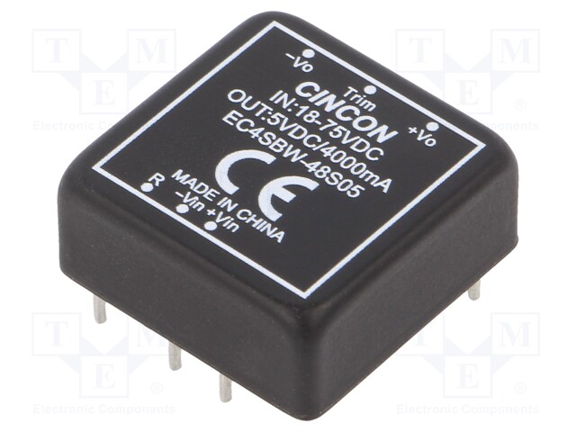 Converter: DC/DC; 20W; Uin: 18÷75V; 5VDC; Iout: 4000mA; 18g; 270kHz