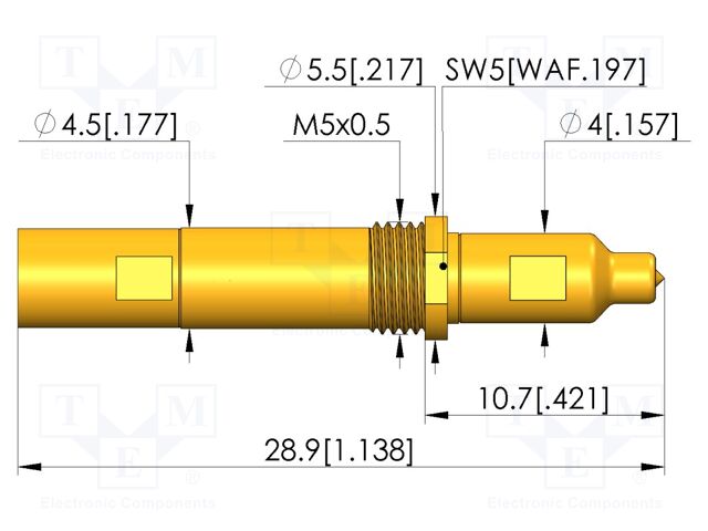 Test needle; screw-in