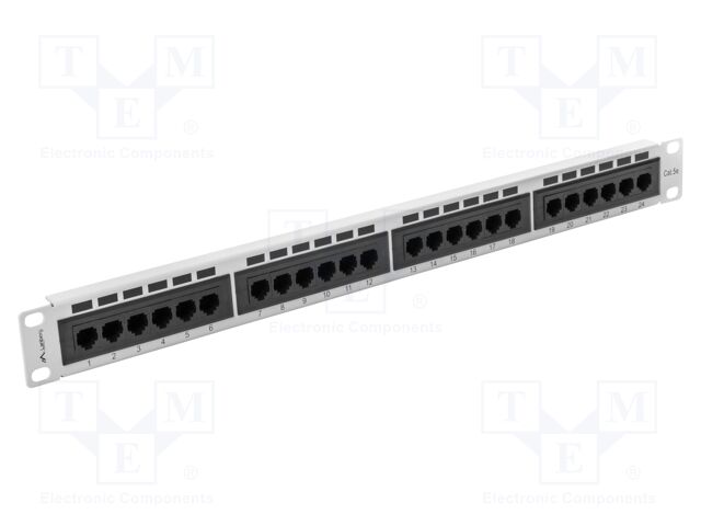 Patch panel; white; Number of ports: 24; Cat: 5e; RJ45 socket x24