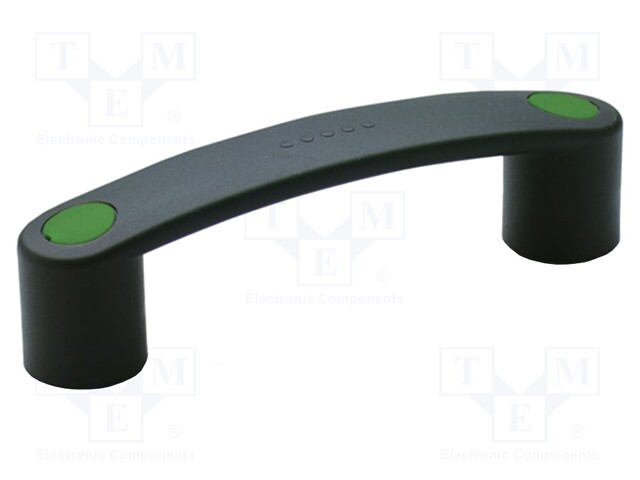 Handle; Mat: polypropylene; black; H: 45mm; L: 150mm; green; W: 28mm