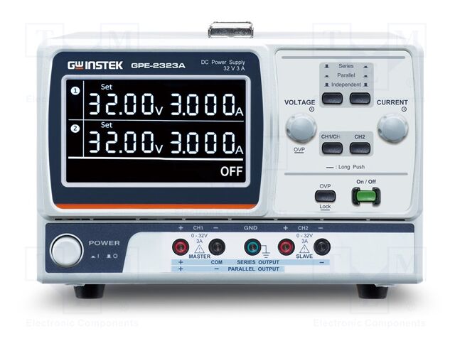 Power supply: laboratory; linear,multi-channel; 0÷32VDC; 0÷3A