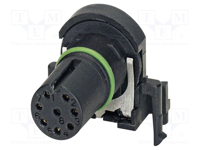 Connector: M12; contact insert; PIN: 8; 30V; angled; IP67; THT; 2A