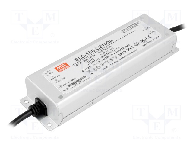 Power supply: switched-mode; LED; 151.2W; 36÷72VDC; 1050÷2100mA