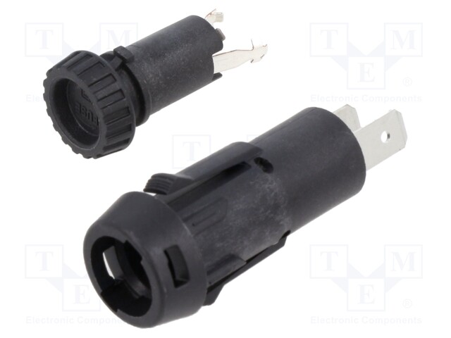 Fuse holder; cylindrical fuses; 5x20mm; 10A; on panel; -40÷85°C