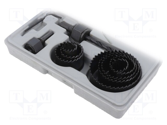 Hole saw set; wood,drywall; Pcs: 11