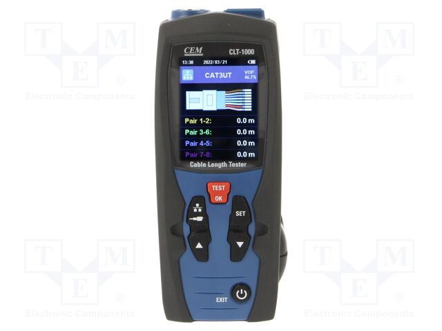 Meter: reflectometer; LCD TFT; Detection: place of cable failure