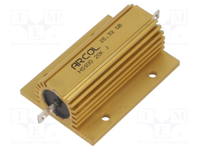 Resistor: wire-wound; with heatsink; screw; 20kΩ; 100W; ±5%