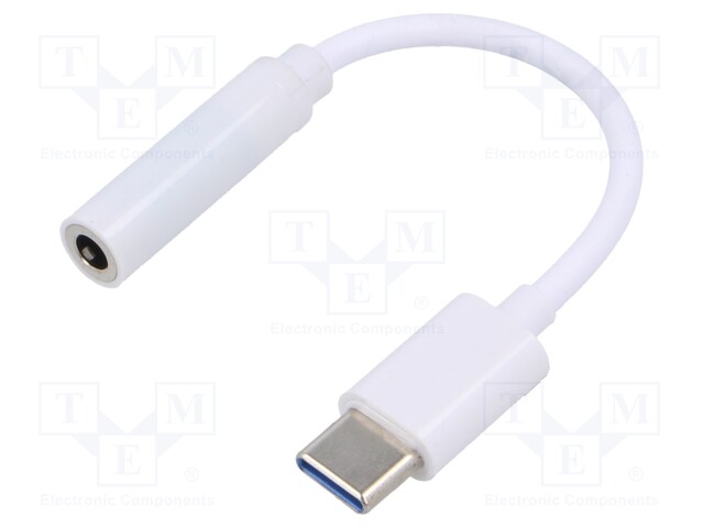 Adapter; USB 3.1; Jack 3.5mm socket,USB C plug; 0.12m; white