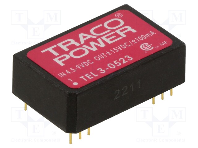 Converter: DC/DC; 3W; Uin: 4.5÷9V; Uout: 15VDC; Uout2: -15VDC; DIP24