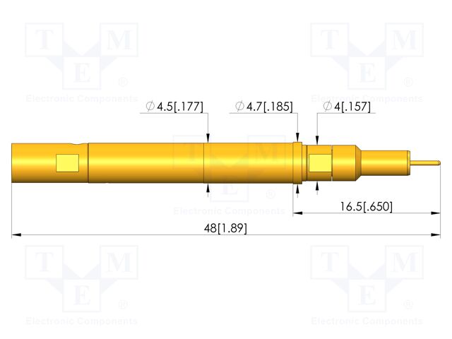 Test needle; plug-in