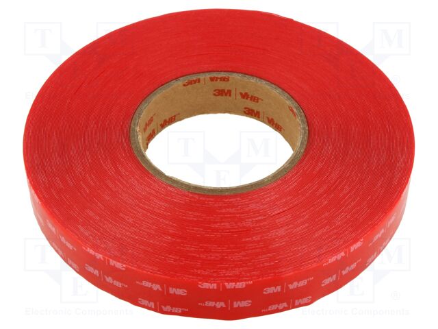 Tape: fixing; W: 25mm; L: 33m; Thk: 0.5mm; acrylic; transparent