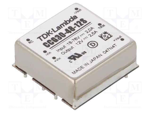 Converter: DC/DC; 30W; Uin: 18÷76V; 12VDC; Iout: 2.5A; 20g